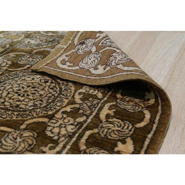 Handmade Afghan Wool Brown 3 ft. x 10 ft. Transitional All Over Turkish Knot Area Rug