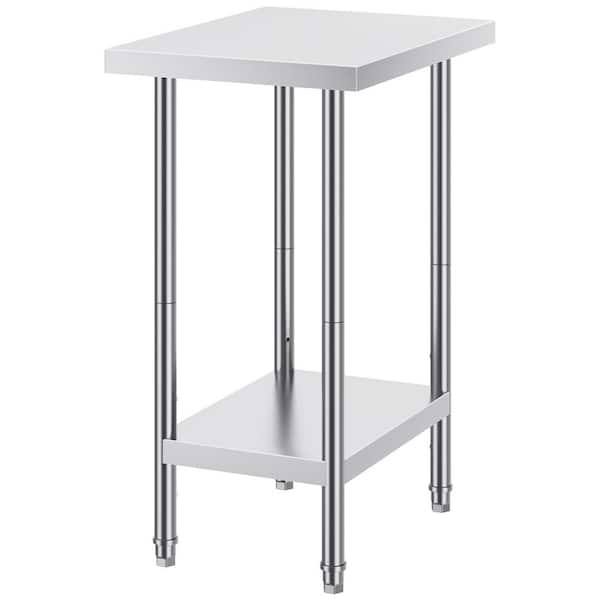SVOPES Stainless Steel Prep Table, 24 x 18 x 34 In. 640 lbs. Load Capacity, Silver Kitchen Prep Table with 3-Adjustable Height