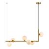 RRTYO Herculaneum 6-Light Brass Mid-Century Modern Linear Bubble Chandelier with Opal Globe Glass Shade for Kitchen Island 81010000042438
