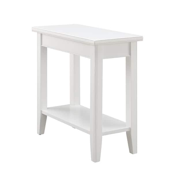 Leick Home Laurent 12 in. White Rectangle Solid Wood Narrow End Table ...