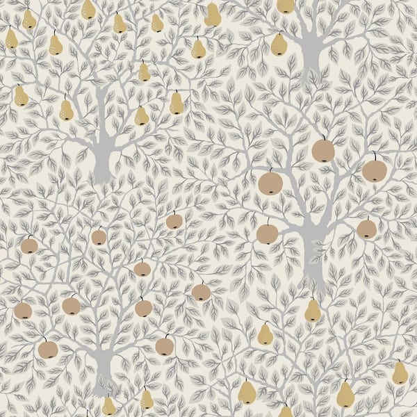A-Street Prints Pomona Light Grey Fruit Tree Paper Strippable Roll (Covers 56.4 sq. ft.)