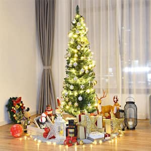 6 ft. PVC Unlit Artificial Slim Pencil Christmas Tree with Stand Home Holiday Decor Green