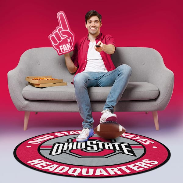 Ohio State Buckeyes Headquarters Blue 6 ft. Classic Tufted Logo Polypropylene Round Indoor Area Rug