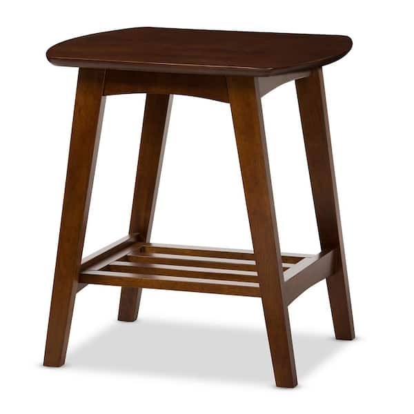 Baxton Studio Kaylee Mid Century Modern Transitional Walnut Brown Finished Wood Dining Table with Faux Marble Tabletop