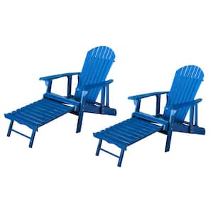 Haylee Navy Blue Reclining Wood Adirondack Chair (2-Pack)