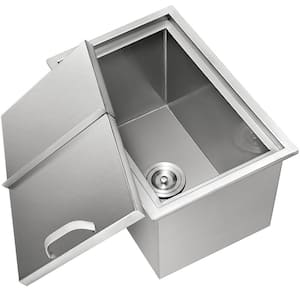 121.5 Qt. Drop in Ice Chest with Sliding Cover 27 in. x 18 in. x 21 in. Stainless Steel Ice Bin for Dinner Party