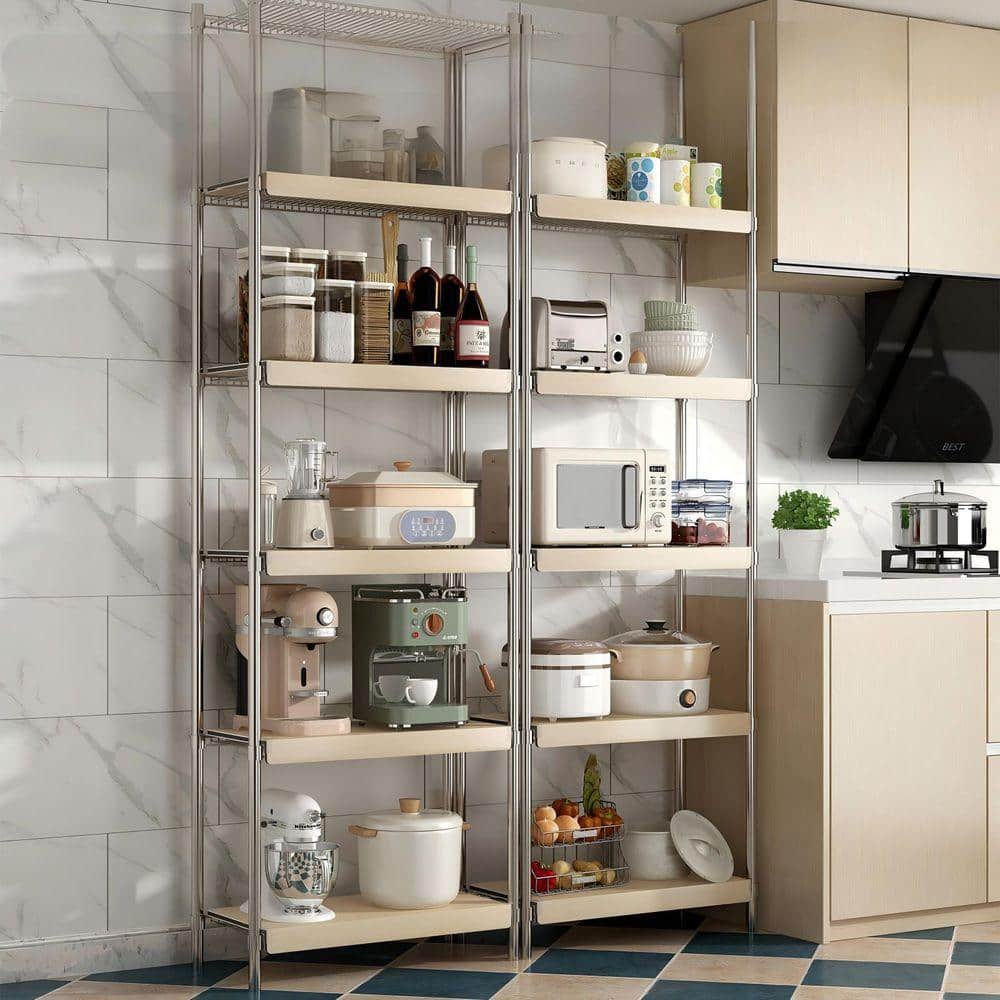 Pantry Shelves for Cabinet Bathroom Kitchen Shelving Decoration in OAK, 5 Pieces Wire Shelf Covers
