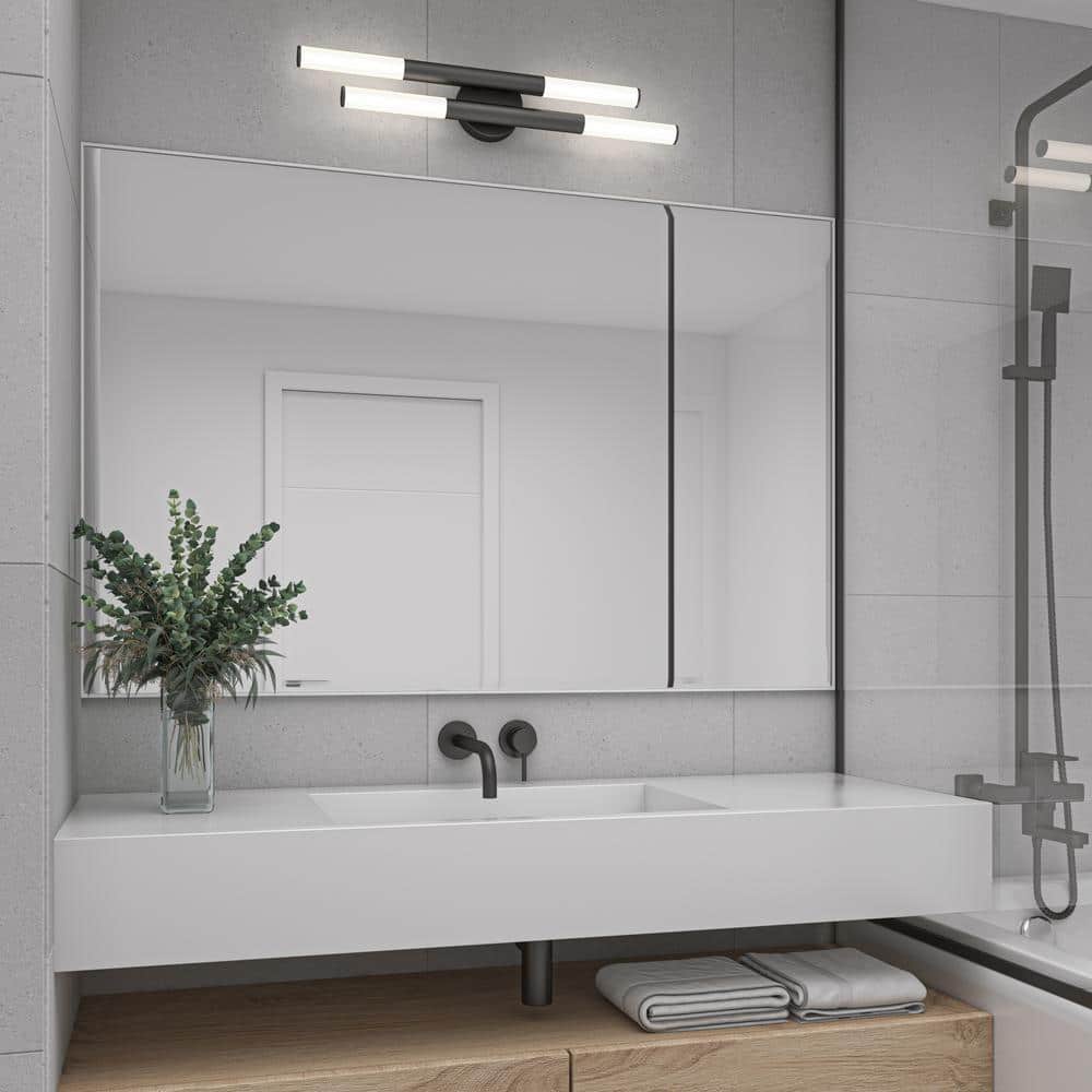 Artika - Boro 27 in. 4 Light Black Modern Integrated LED 5 CCT Vanity Light Bar for Bathroom