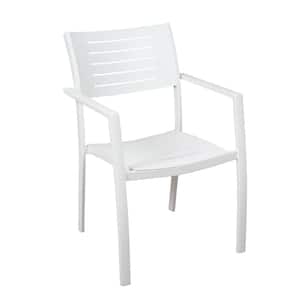 Jordan White Stackable Aluminum Outdoor Dining Chair (4-Pack)