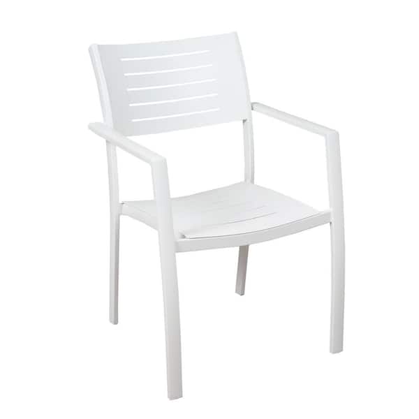 Atlantic Jordan White Stackable Aluminum Outdoor Dining Chair (4-Pack)