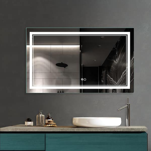 24 in. W x 40 in. H Rectangular Frameless Wall Mount LED Anti Fog Modern  Decorative Bathroom Vanity Mirror 2022-7-21-4 - The Home Depot