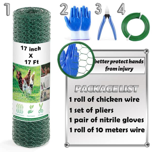 Angel Sar 17 in. x 17 ft. Chicken Wire Fencing Mesh, 0.6 in. Hexagonal Galvanized Hardware Cloth for Coop Barrier Rabbit Cage