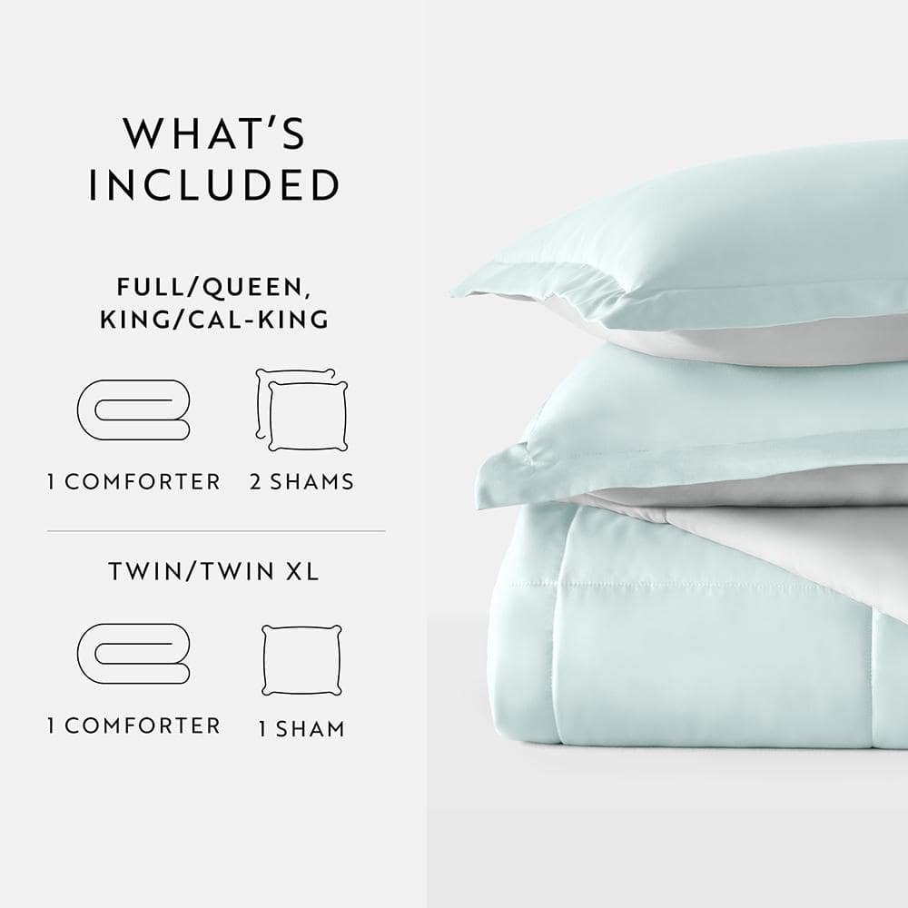 Aqua and Light Gray King Reversible Down Alternative Comforter Set