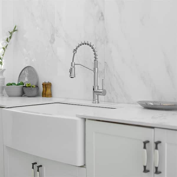 Single-Handle Touchless Pull Down Sprayer Kitchen Faucet Hands Free Automatic Smart Kitchen Faucet in Brushed Nickel