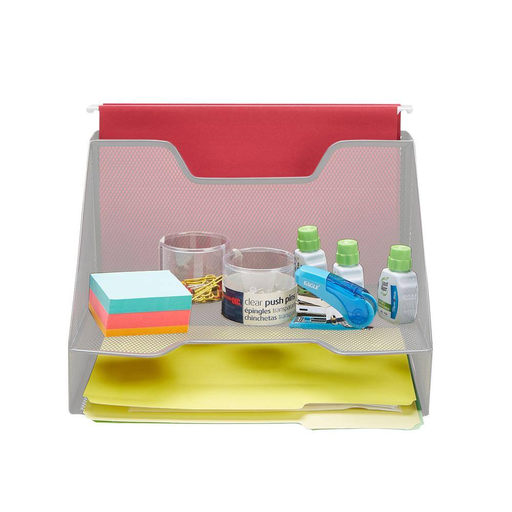 Mind Reader 3 Section Mesh Desk File Organizer, Document Letter Tray