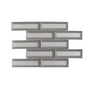 Silver Ingot 9.625 in. x 11.75 in. Interlocking Glossy Glass Mosaic Tile (7.854 sq. ft./Case)
