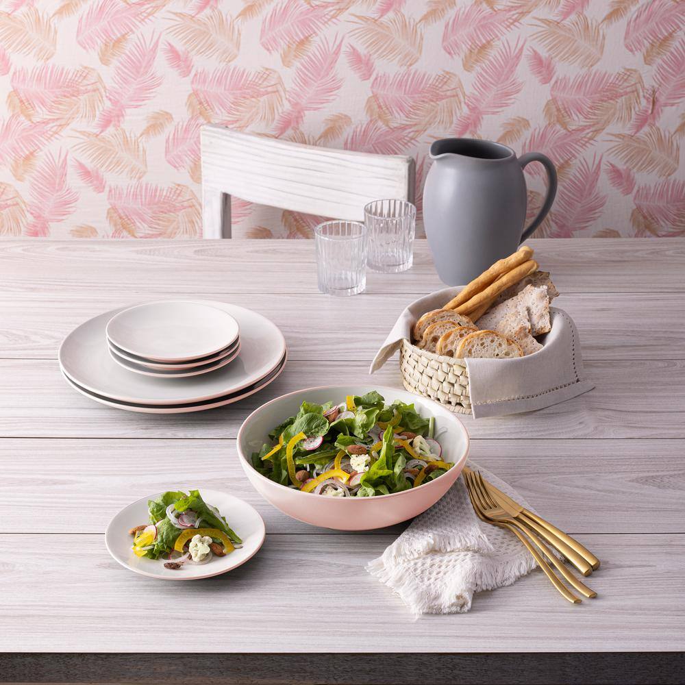 Pink Ceramic Microwave-Safe Dinner Plates, Set of 4