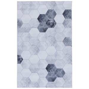 Faux Hide Ivory/Gray 9 ft. x 12 ft. Machine Washable Abstract Area Rug