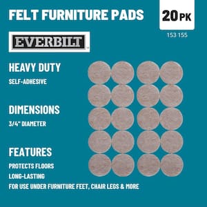 3/4 in. Beige Round Felt Heavy Duty Self-Adhesive Furniture Pads (20-Pack)