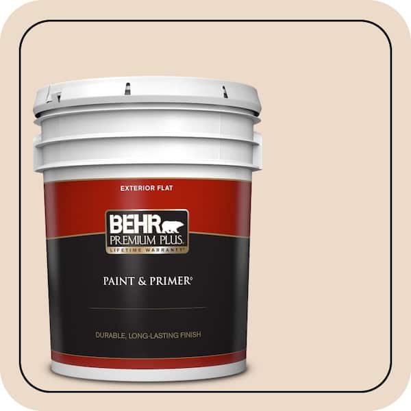 BEHR PREMIUM PLUS 5 gal. #N260-1 Vanilla Mocha Flat Exterior Paint & Primer