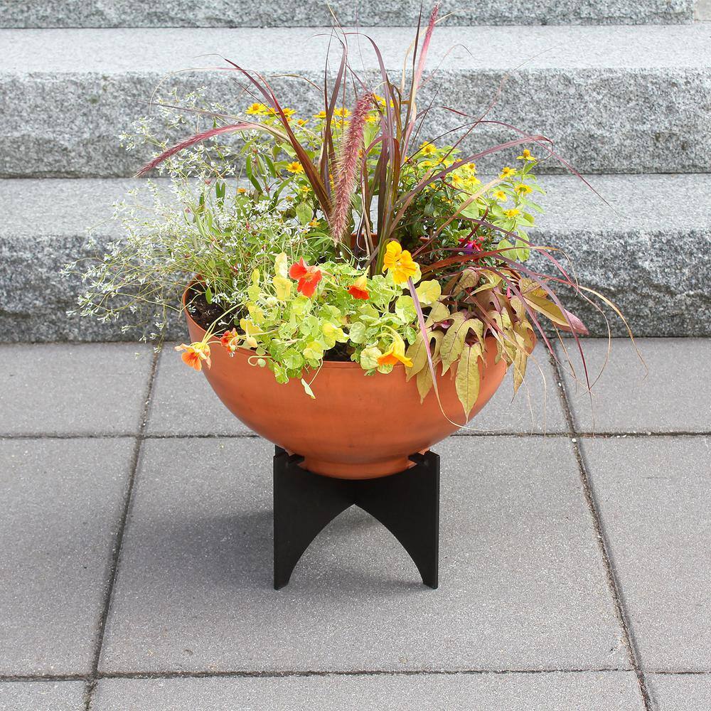 Arcology-Inspired Burnt Sienna Metal Planter, 18" x 18"