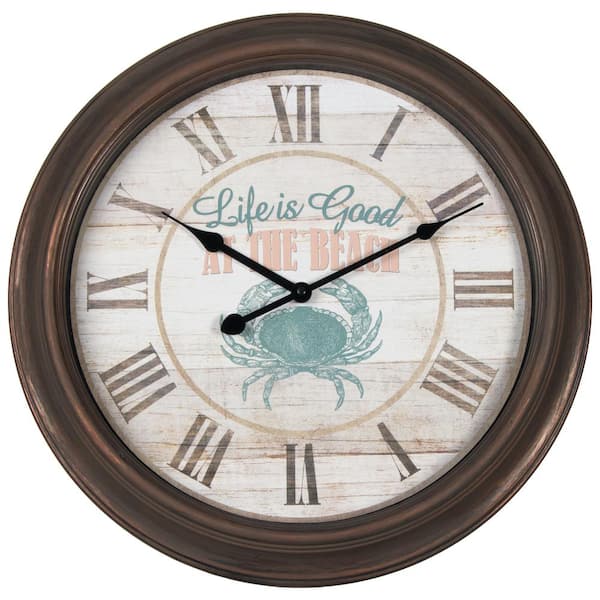 Pinnacle Life is Good at the Beach 18 in. x 18 in. Round Wall Clock