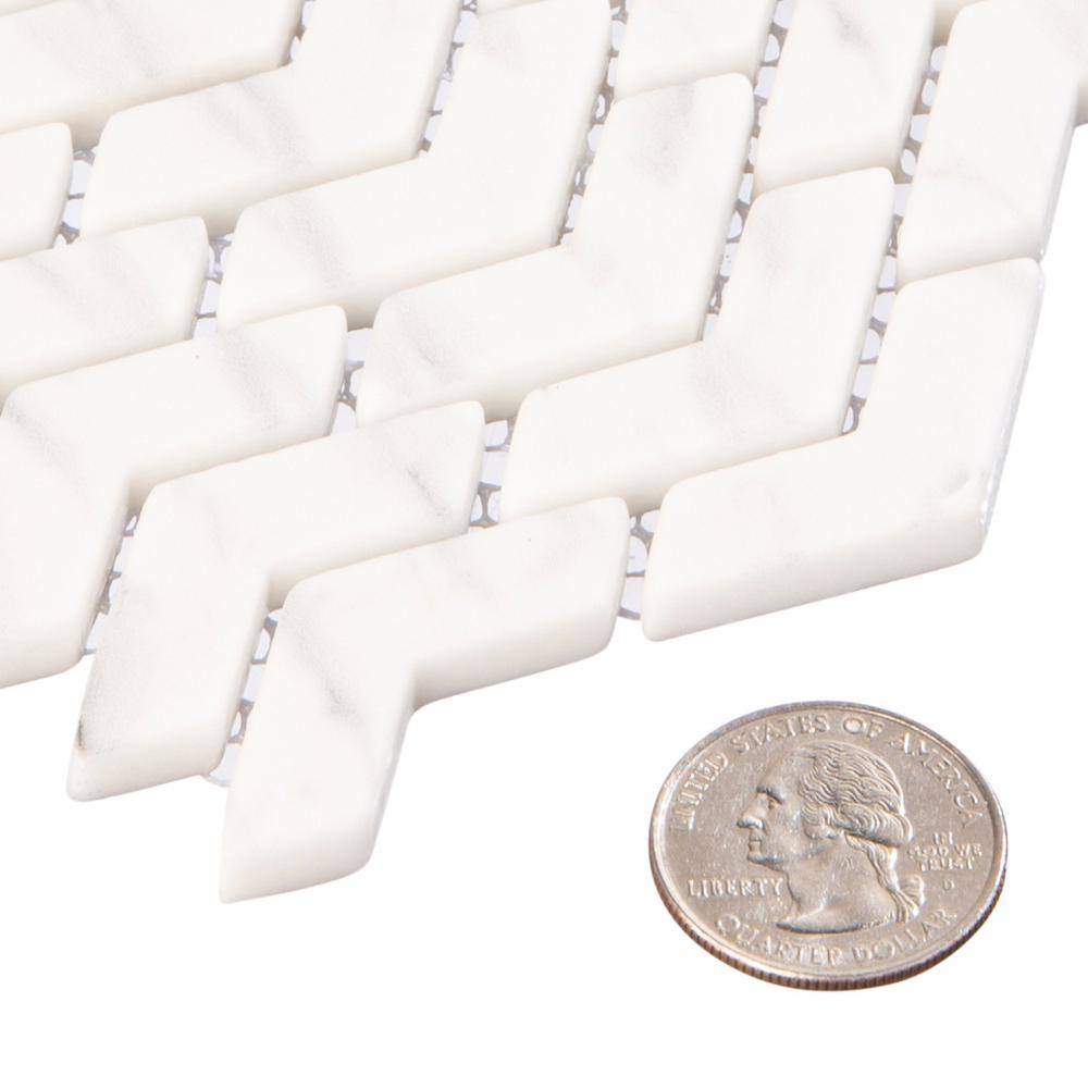 Vanil Matte Glass Chevron Mosaic Tile Sample