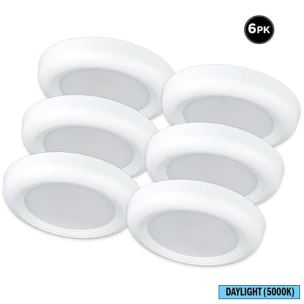 6-Pack 6 in. LED Surface Mount Downlight Flush Mount Disk Light Fixture, 1000 Lumens, 5000K Daylight, 10-Watt