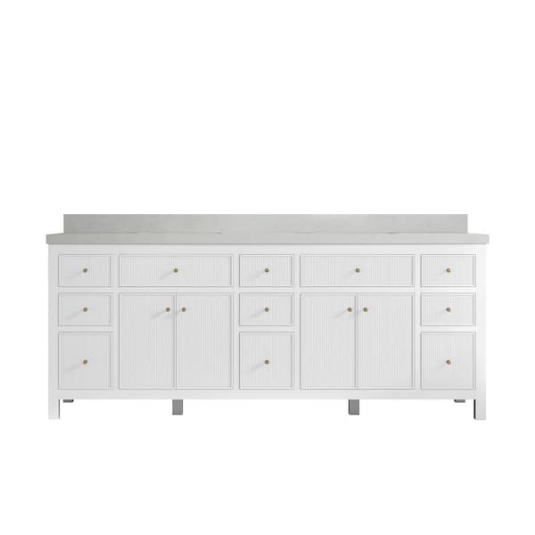 Willow Collections Sonoma 84 in. W x 22 in. D x 36 in. H Double Sink Bath Vanity in White with 2" Carrara Quartz Top