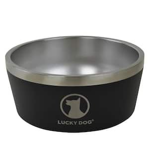 Indulge 100 oz. 12.5 Cup Double Wall Stainless Steel Dog Bowl, Non Slip, Lifetime Warranty in Black