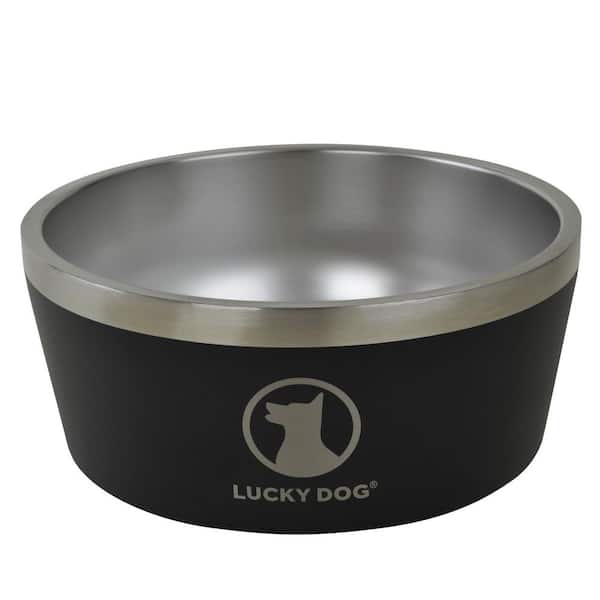 Lucky Dog Indulge 100 oz. 12.5 Cup Double Wall Stainless Steel Dog Bowl, Non Slip, Lifetime Warranty in Black