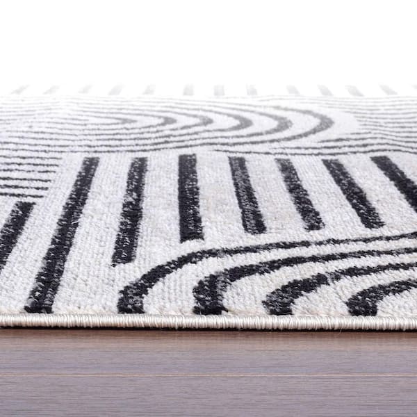 Bohemian Stripe Arch Design Cream 7 ft. 10 in. x 10 ft. Area Rug