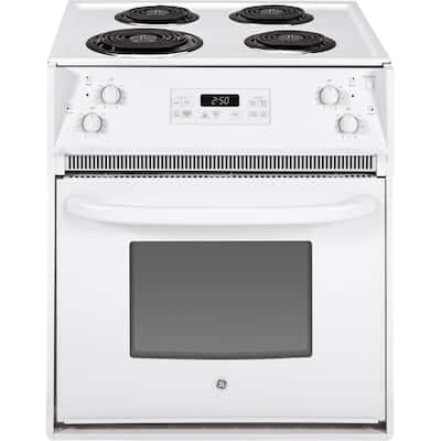 27 in. 4 Burner Element Drop-In Electric Range with Self-Cleaning Oven in White