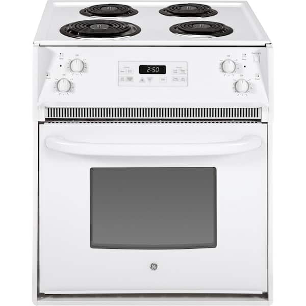 GE 27 in. 3.0 cu. ft. Drop-In Electric Range with Self-Cleaning Oven in White