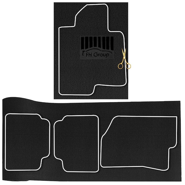 FH Group DIY Ultra Waterproof Trimmable Non-Slip Vinyl Floor Mats Solid Black