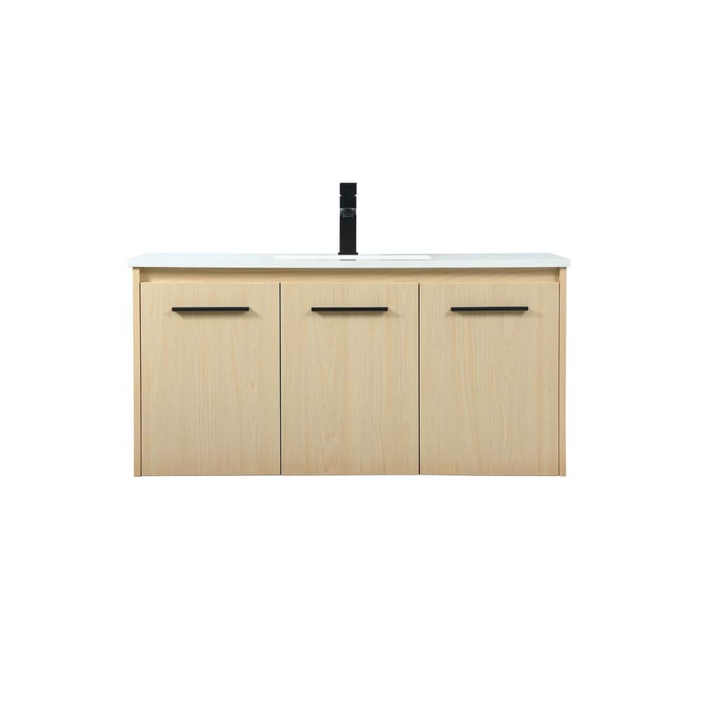 Timeless Home 40 in. W Single Bath Vanity in Maple with Engineered Stone Va
