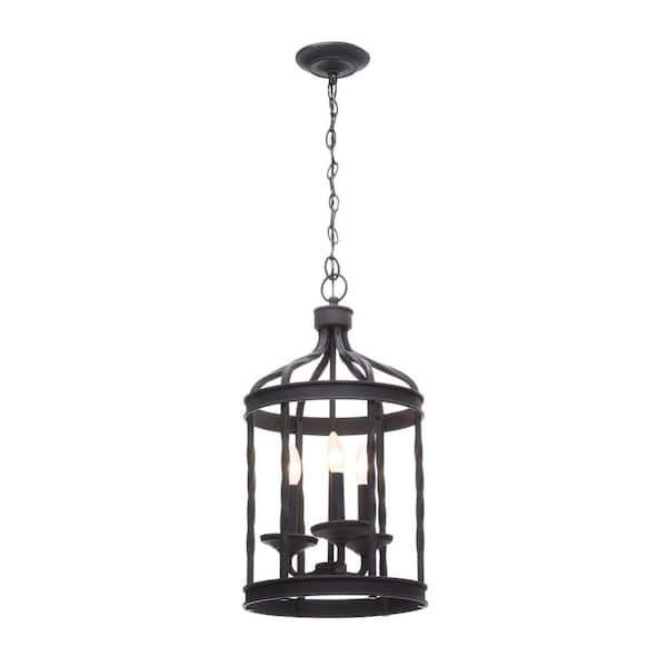 Hampton Bay Barcelona 3-Light Rustic Iron Pendant