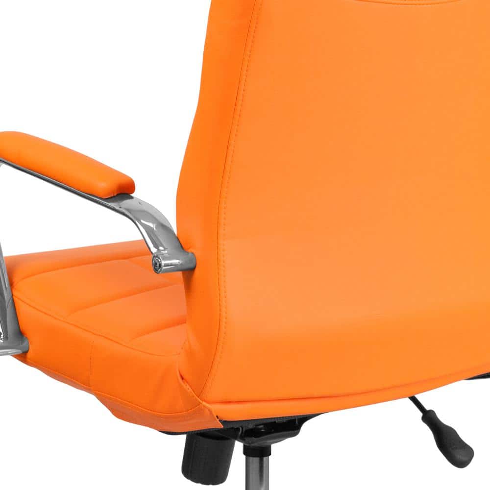 Vivian Mid-Back Orange Vinyl Executive Swivel Chair with Chrome Base