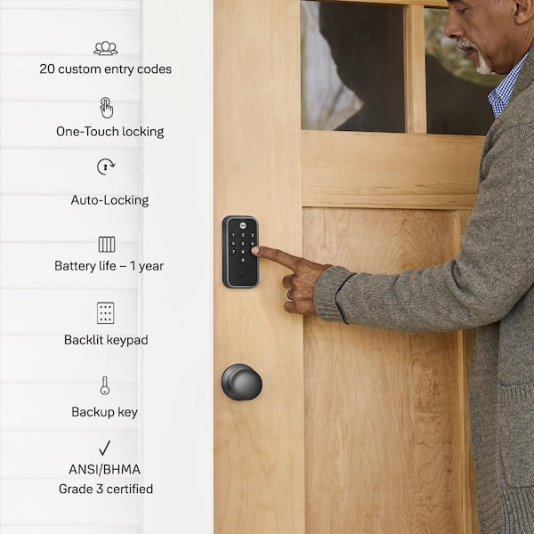 Electronic Deadbolt Door Lock with Keypad and Keyed Access, Black