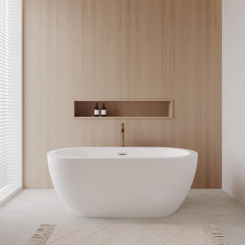 Soho 59.75 in. Acrylic Flatbottom Bathtub in White with Polished Chrome Trim and Brushed Gold Faucet price history on PriceWatchPro