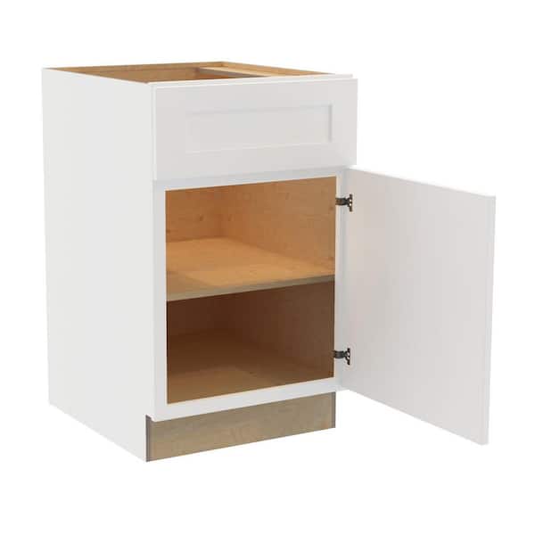 Home Decorators Collection Newport 21 in. W x 24 in. D x 34.5 in. H Assembled Plywood Base Kitchen Cabinet in Pacific White with Soft Close RH