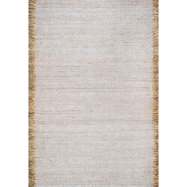 nuLOOM Amalia Solid Tassel Jute Gray Doormat 3 ft. x 5 ft. Area Rug