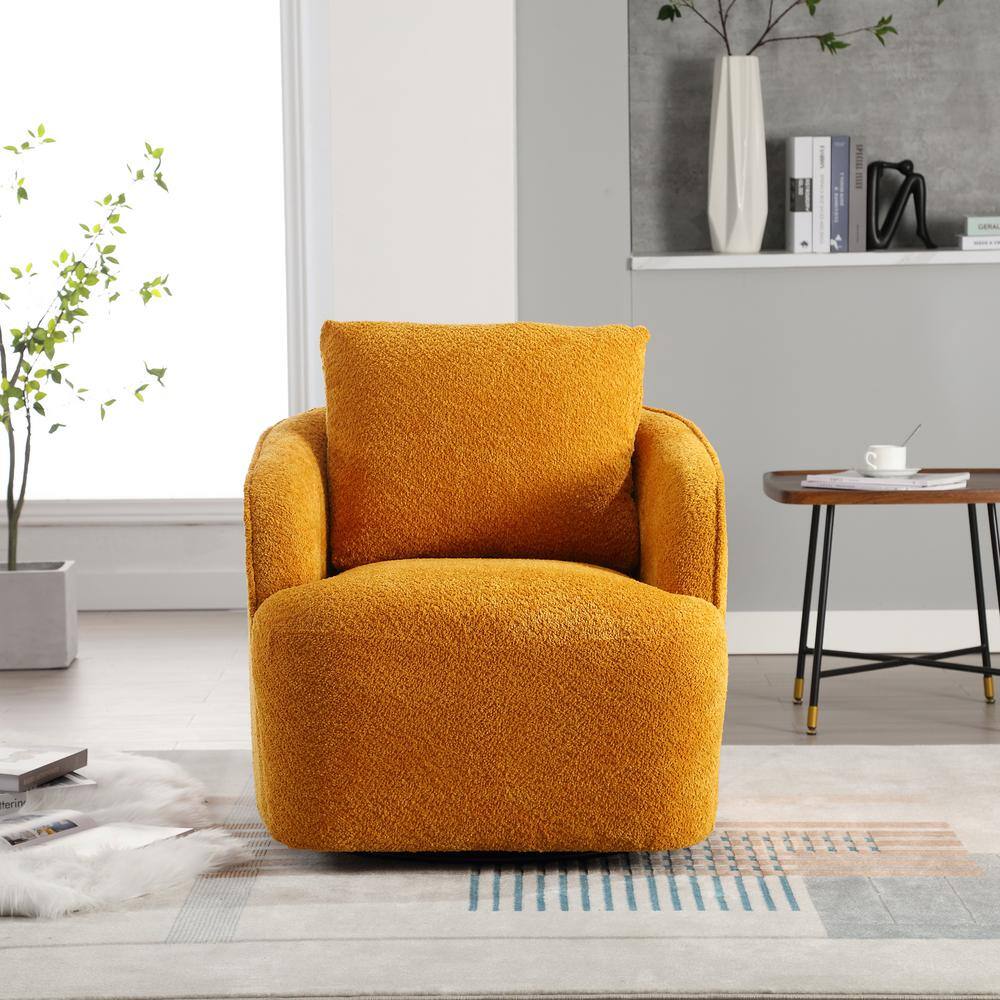30.3 in. W Mustard Boucle Upholstered Swivel Accent Chair for Living Room B