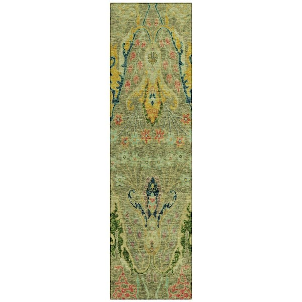 Chantille Machine Washable Indoor/Outdoor Abstract ACN1932 Green 2 ft. 3 in. x 7 ft. 6 in. Runner Rug