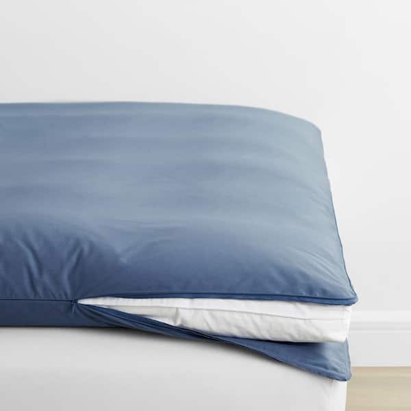 The Company Store Company Cotton Percale Slate Blue Cotton King Featherbed Cover