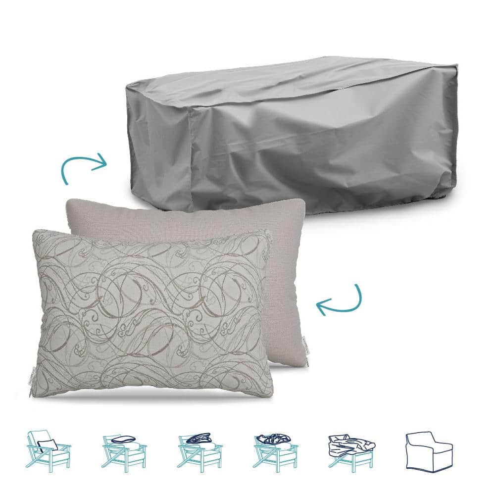 Pillow-To-Cover 16 in. x 24 in. Fantasia Parchment/Cast Silver Pillow Chais