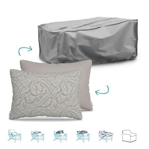 Pillow-To-Cover 16 in. x 24 in. Fantasia Parchment/Cast Silver Pillow Chaise Lounge Cover
