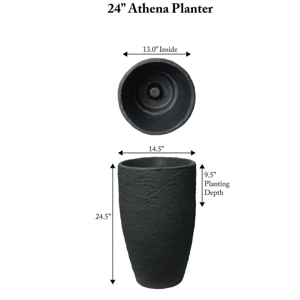 24" Black Recycled Polyethylene Self-Watering Planter