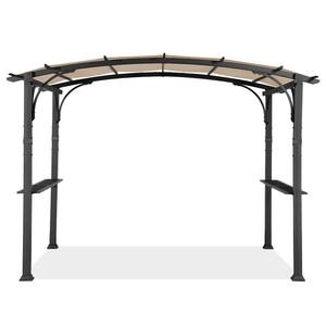 11 ft. x 8.8 ft. Patio Black Steel Arched Pergola with Beige Shade Canopy