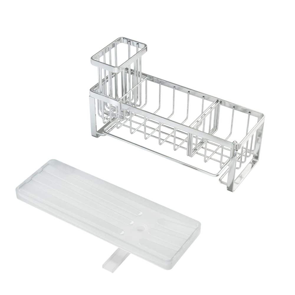Stainless Steel Sponge Holder and Sink Caddy for Kitchen Sink and Countertop Storage, Silver (1-Pack)
